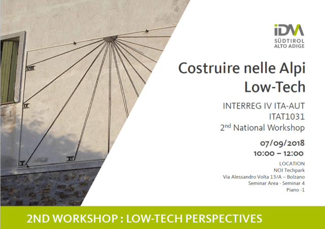 2ND WORKSHOP: LOW-TECH PERSPECTIVES 7.9. a Bolzano