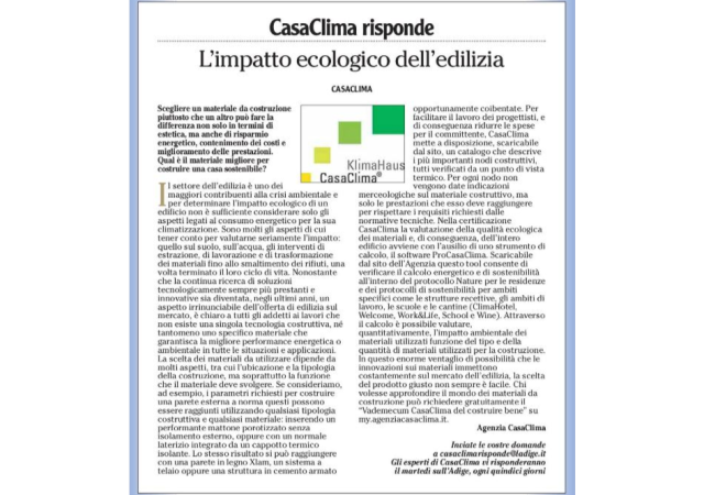 Ieri sull'Adige: L'impatto ecologico dell'edilizia