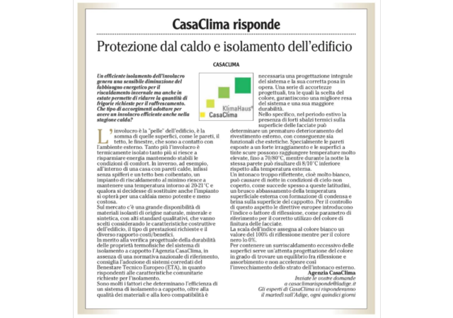 Protezione dal caldo e isolamento dell’edificio