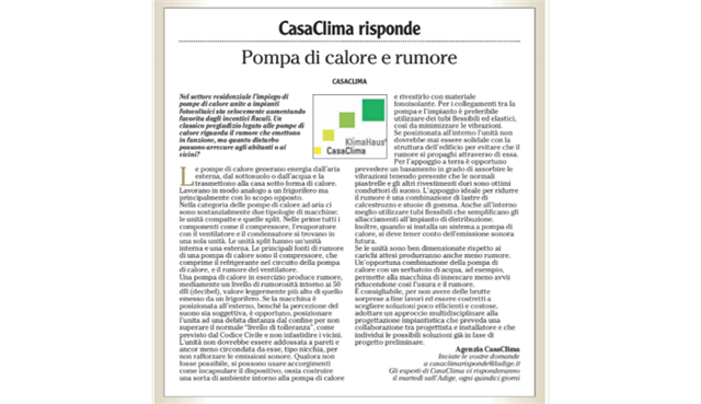 Pompa di calore e rumore