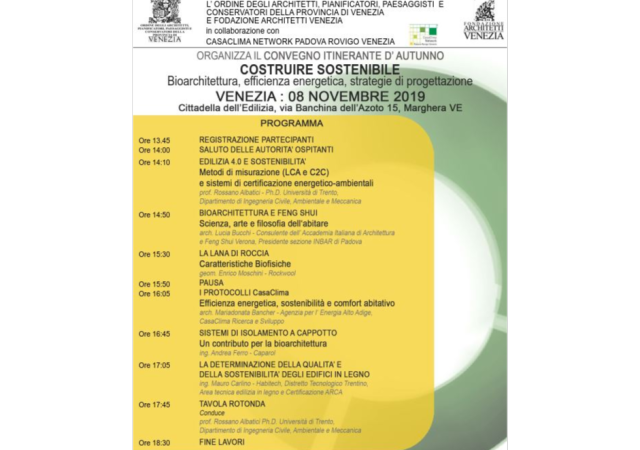 Convegno "Costruire Sostenibile", 8 novembre a Venezia