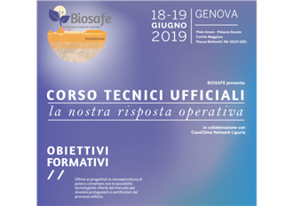 18 e 19 Giugno: Corso Biosafe tecnici ufficiali - la nostra risposta operativa